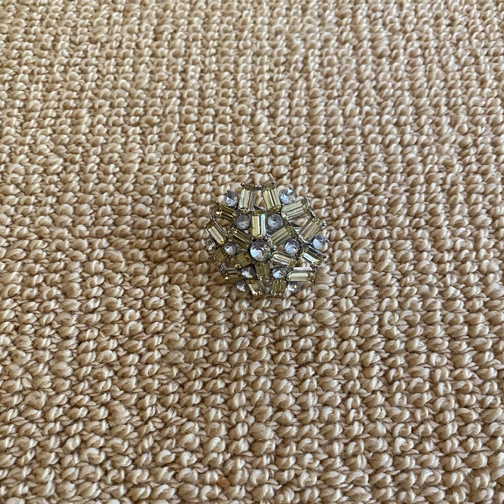 Gold And Clear Gemstone Statement Ring - image 1